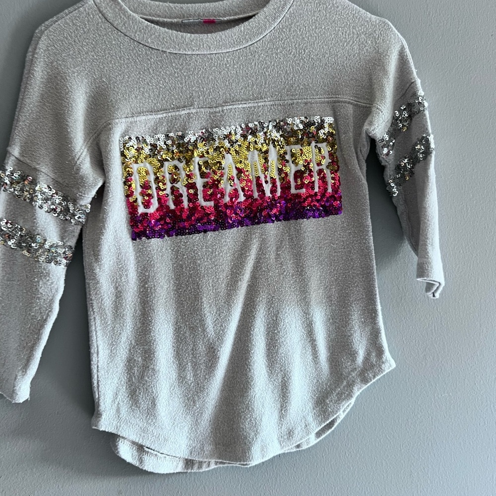 Glitter multi colored dreamer light weight long sleeve sweater